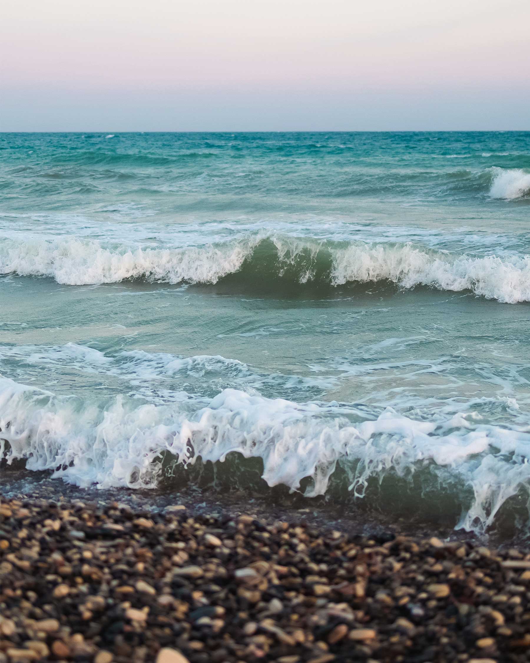 Mediterranean waves along the coast near NOE Suites in Agios Theodoros